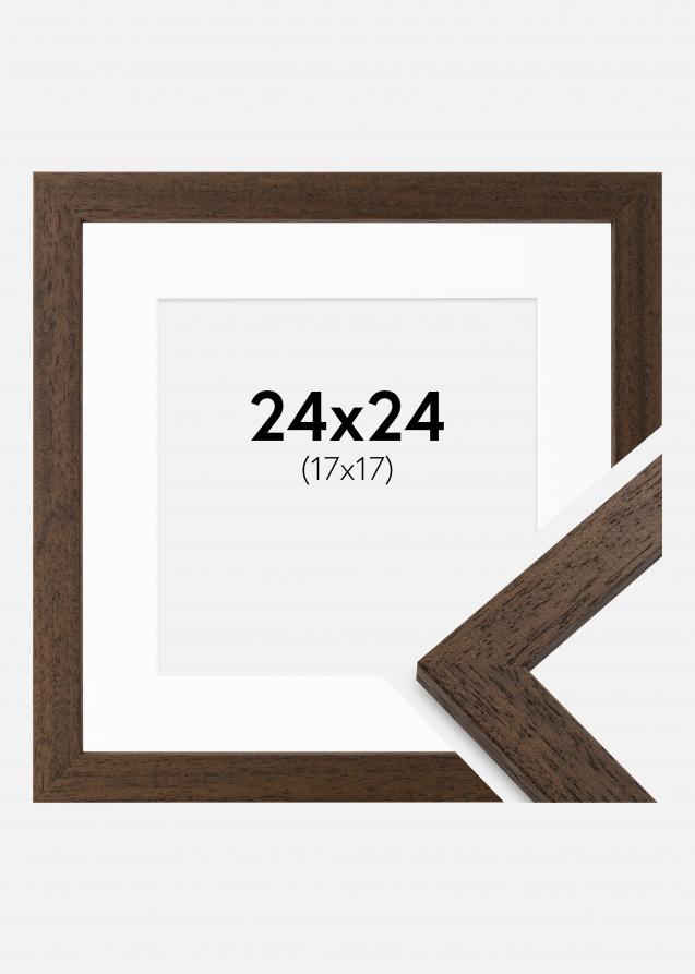 Cornice Brown Wood 24x24 cm - Passe-partout Bianco 18x18 cm