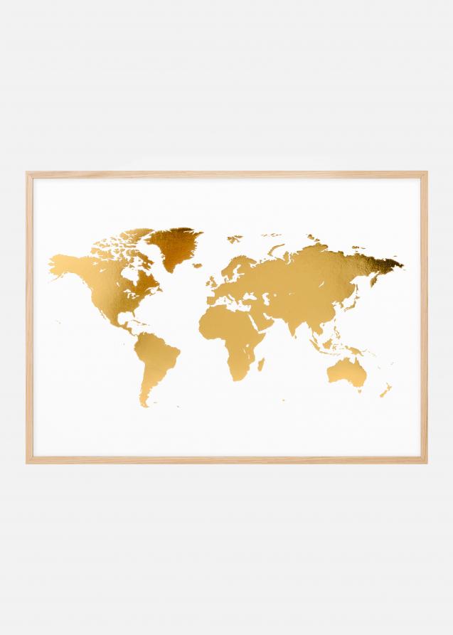 Mappa del mondo i Oro - Laminato Poster
