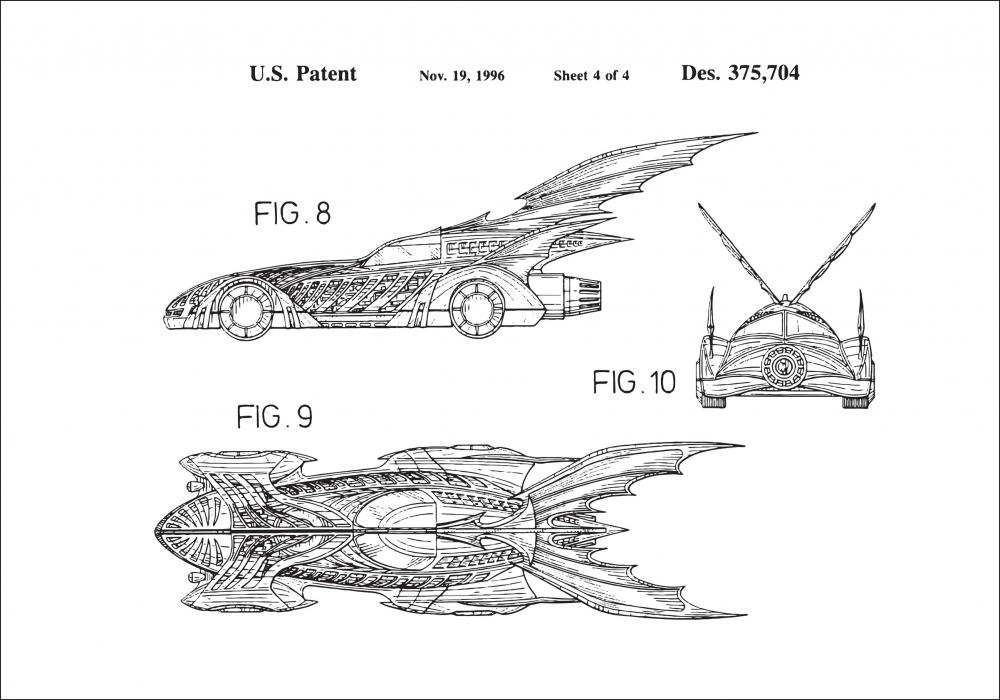 Disegni di brevetti - Batman - Batmobile 1996 IIII Poster
