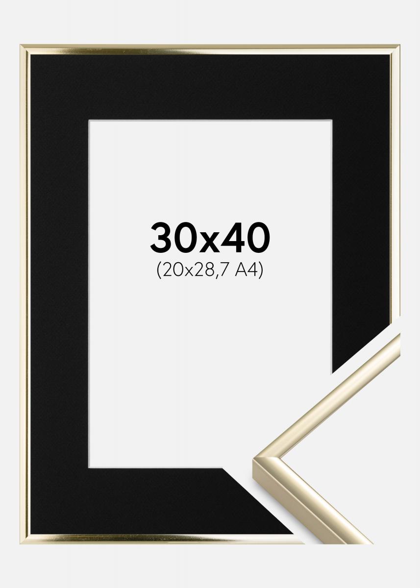 Acquista Cornice Alluminio Finitura brillante Oro 30x40 cm - Passe-partout  Nero 21x29,7 qui 