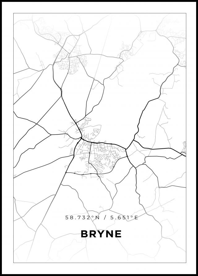 Mappa - Bryne - Poster bianco