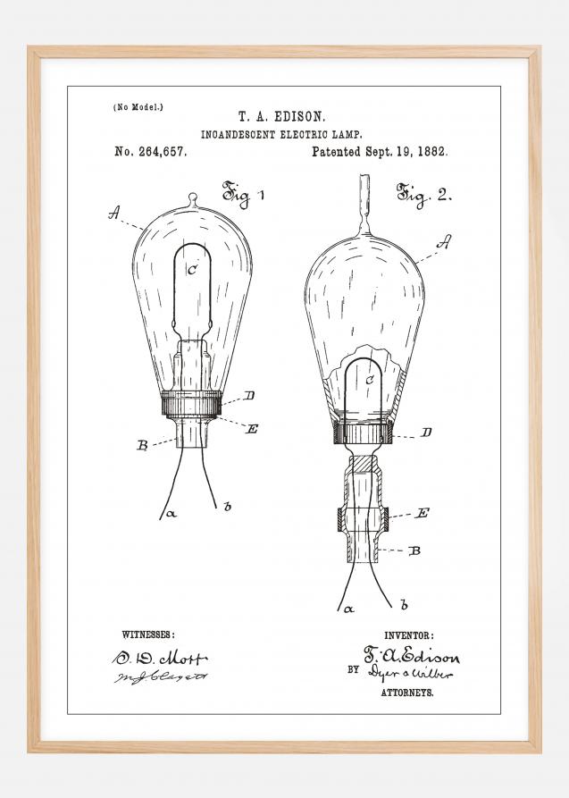 Disegni di brevetti - Lampadina A - Bianco Poster