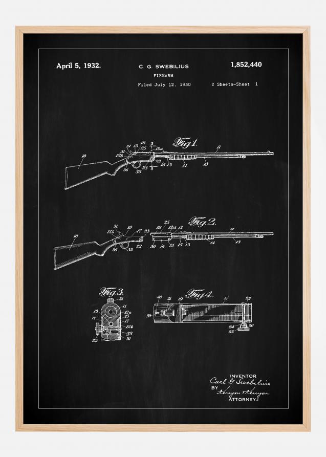 Disegni di brevetti - Fucile I - Nero Poster