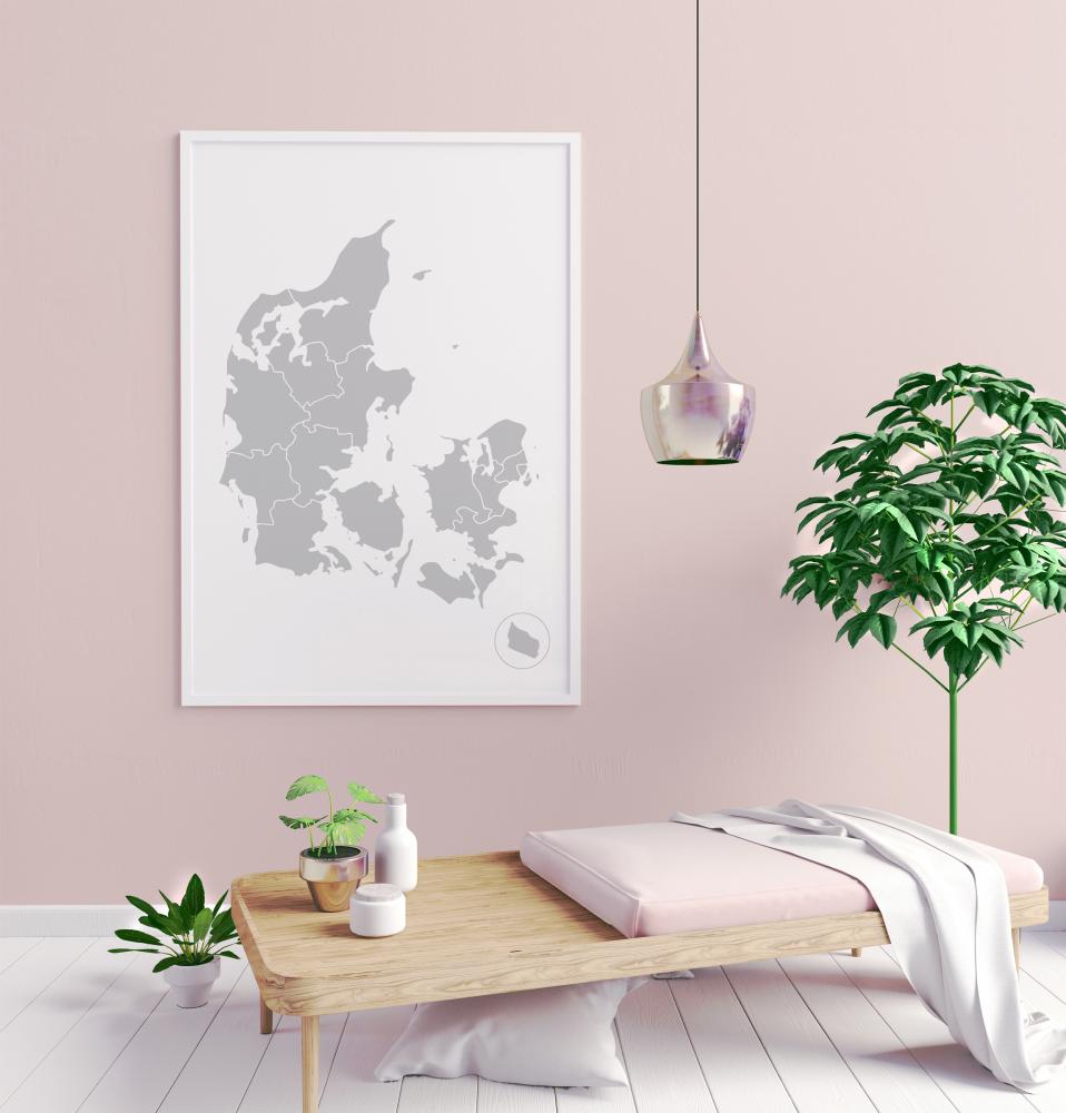 Mappa - Danmark - Grigio Poster