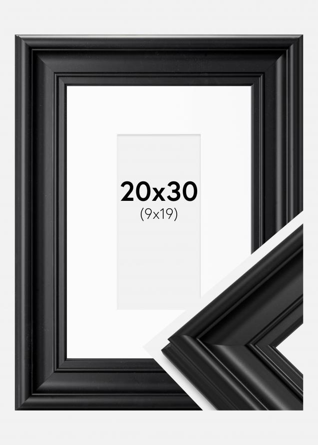 Cornice Mora Premium Nero 20x30 cm - Passe-partout Bianco 10x20 cm