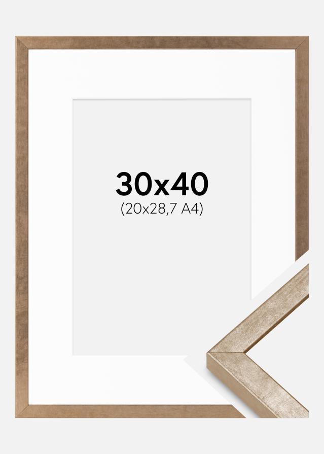 Cornice Ares Ottone 30x40 cm - passe-partout Bianco 21x29,7 cm