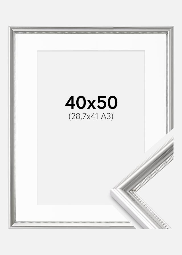 Cornice Gala Argento 40x50 cm - Passe-partout Bianco 29,7x42 cm (A3)