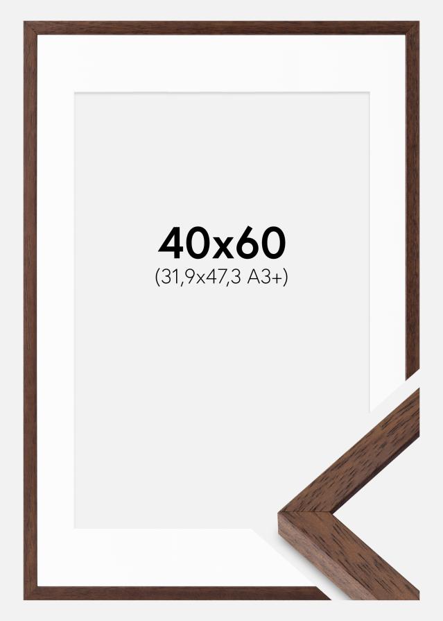 Cornice Ares Teak 40x60 cm - passe-partout Bianco 32,9x48,3 cm