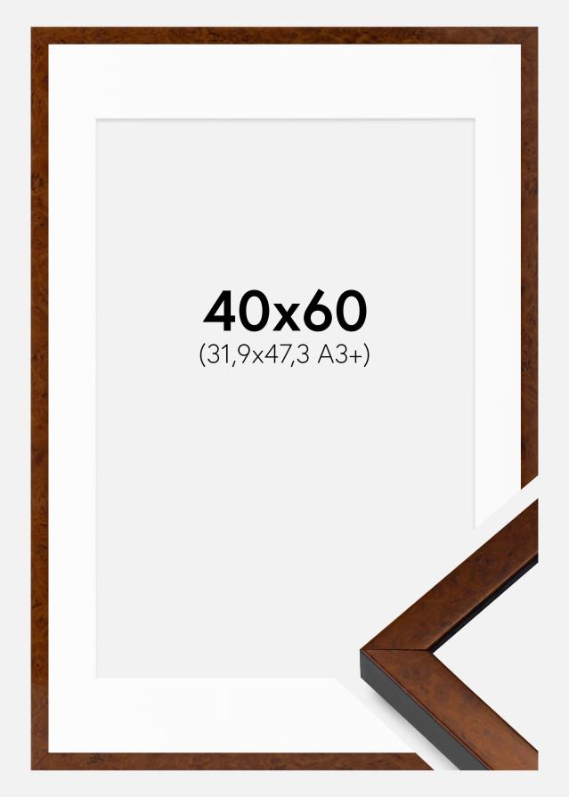 Cornice Ares Noce 40x60 cm - passe-partout Bianco 32,9x48,3 cm