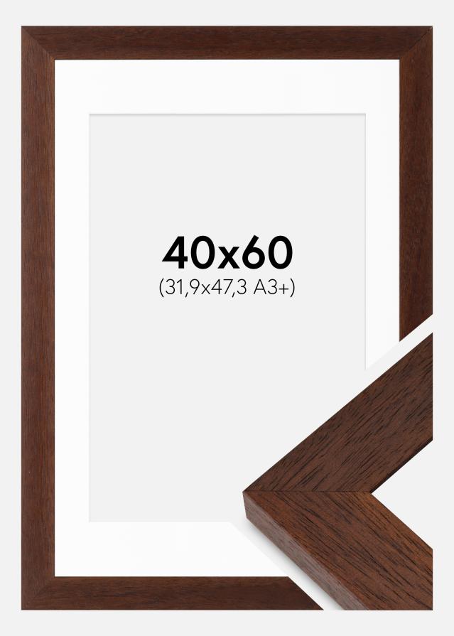 Cornice Juno Teak 40x60 cm - passe-partout Bianco 32,9x48,3 cm