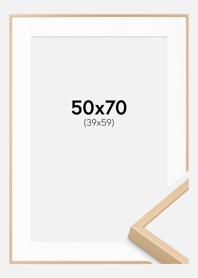 Cornice Alluminio Ottone 50x70 cm - passe-partout Bianco 40x60 cm
