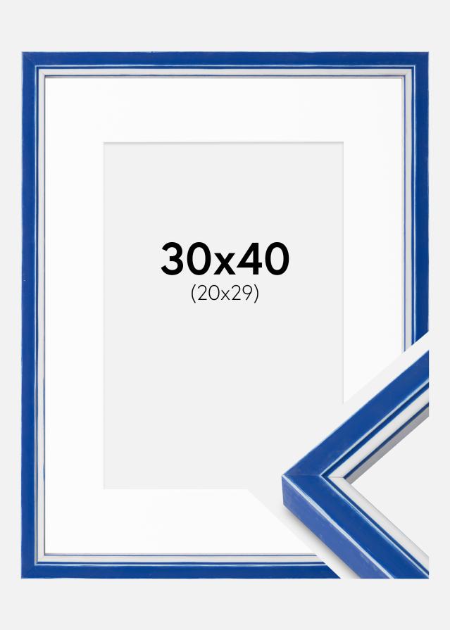 Cornice Diana Blu 30x40 cm - passe-partout Bianco 21x30 cm