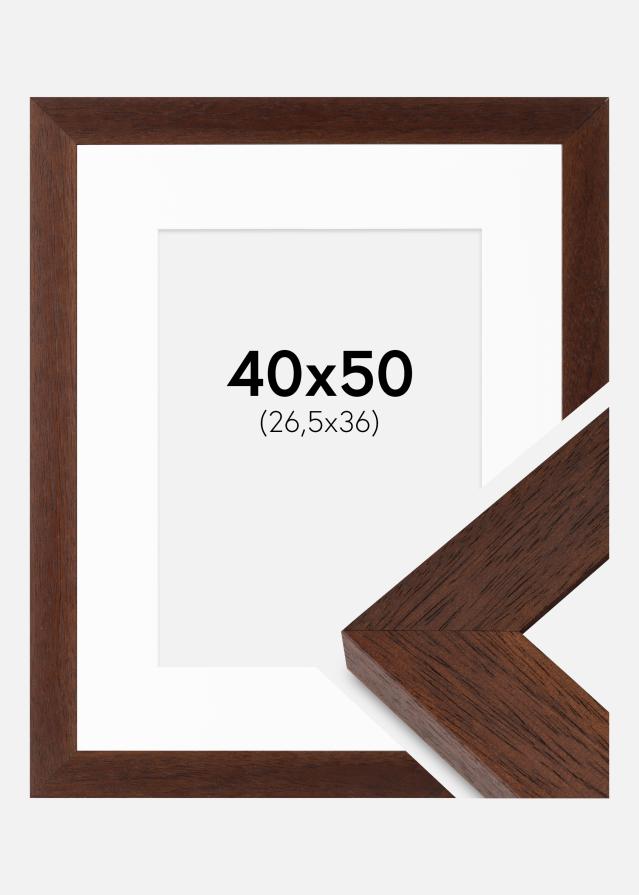 Cornice Juno Teak 40x50 cm - passe-partout Bianco 27,5x37 cm