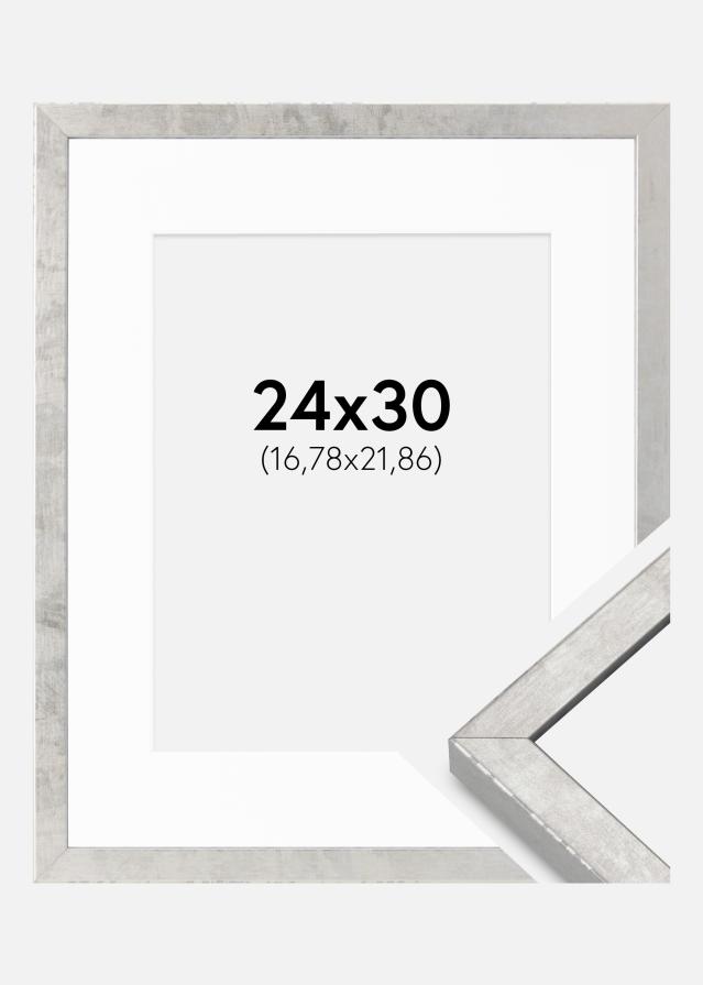 Cornice Ares Argento 24x30 cm - passe-partout Bianco 7x9 inches