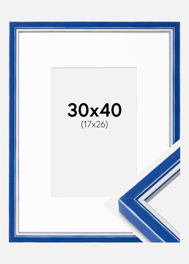 Cornice Diana Blu 30x40 cm - passe-partout Bianco 18x27 cm