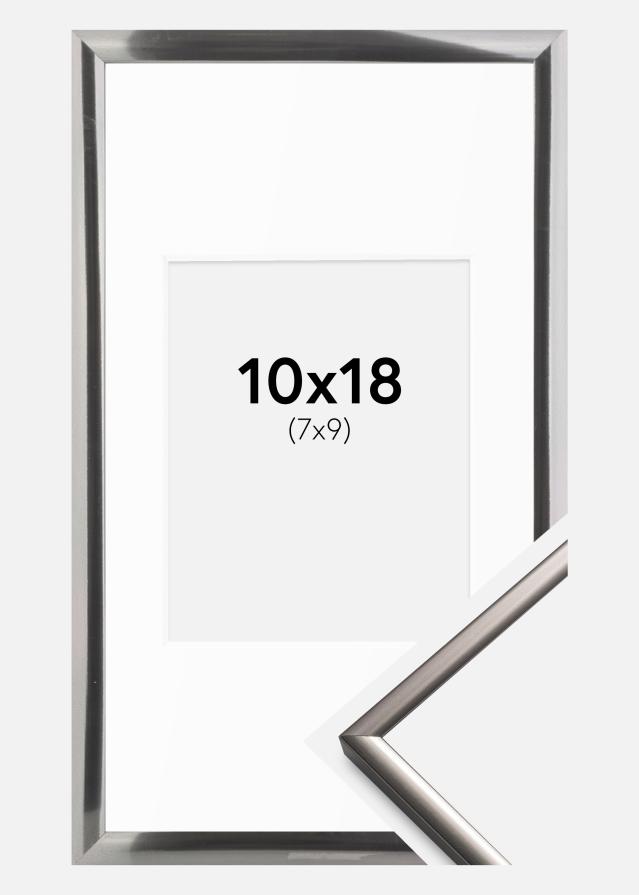 Cornice New Lifestyle Acciaio 10x18 cm - passe-partout Bianco 8x10 cm