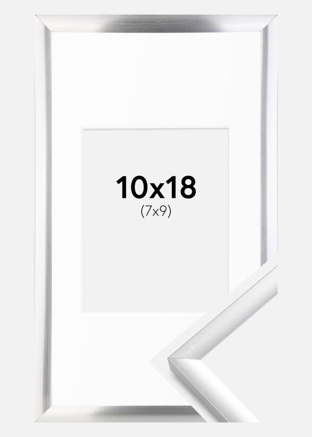 Cornice New Lifestyle Argento 10x18 cm - passe-partout Bianco 8x10 cm
