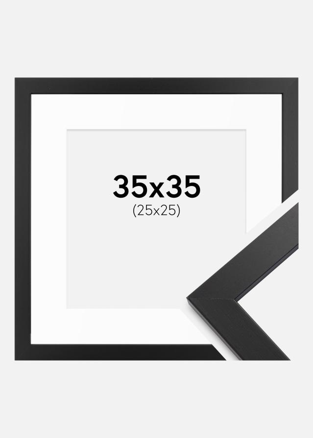 Cornice nero legna 35x35 cm - passe-partout Bianco 26x26 cm