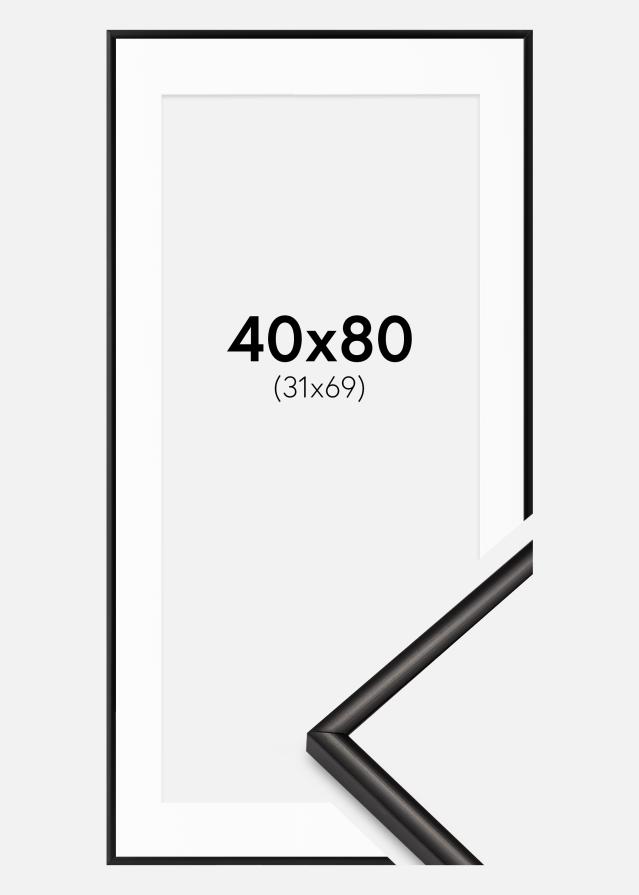 Cornice Scandi nero opaco 40x80 cm - passe-partout Bianco 32x70 cm