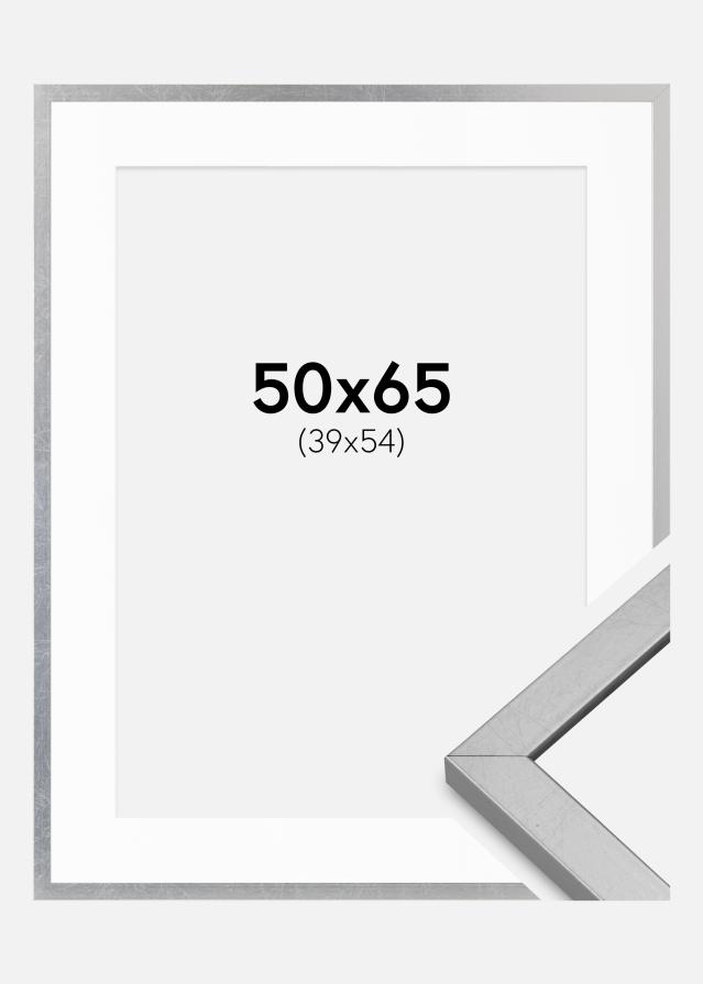 Cornice Minerva Argento 50x65 cm - passe-partout Bianco 40x55 cm