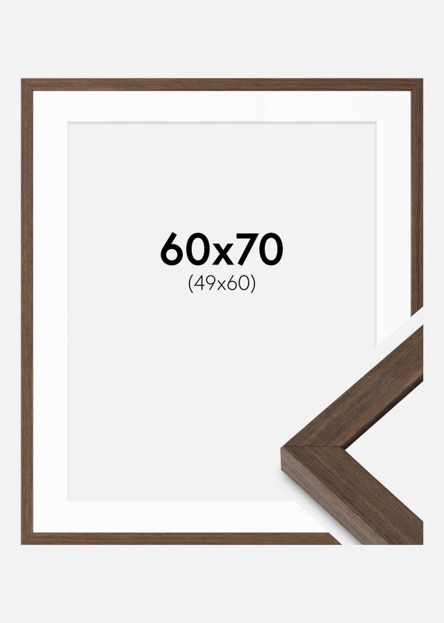 Cornice Hermes Noce 60x70 cm - passe-partout Bianco 50x61 cm