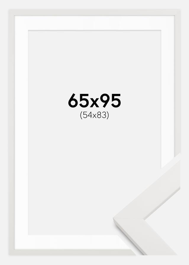 Cornice bianco legna 65x95 cm - passe-partout Bianco 55x84 cm
