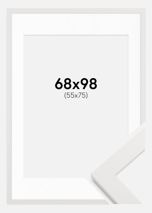 Cornice bianco legna 68x98 cm - passe-partout Bianco 56x76 cm