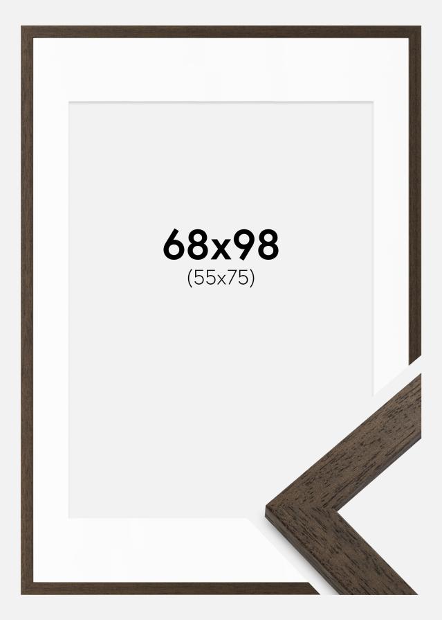 Cornice marrone legna 68x98 cm - passe-partout Bianco 56x76 cm