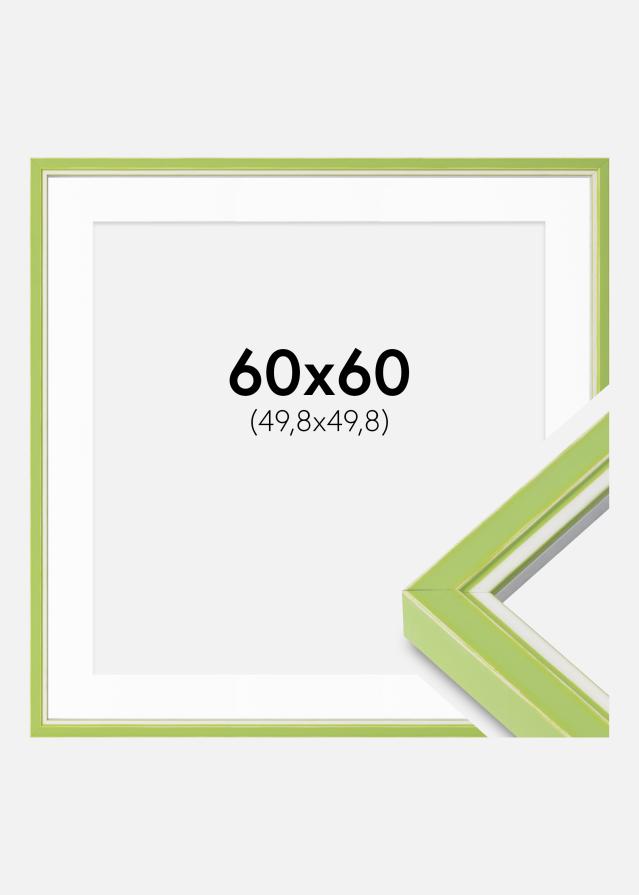 Cornice Diana Verde Chiaro 60x60 cm - passe-partout Bianco 20x20 inches