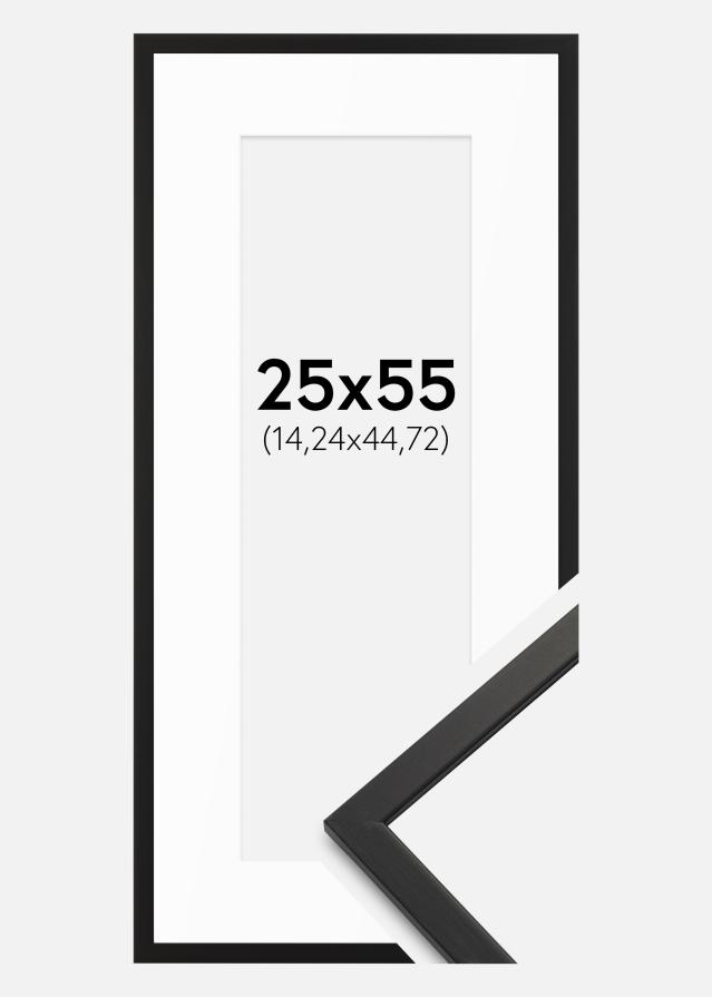 Cornice Edsbyn Nero 25x55 cm - passe-partout Bianco 6x18 inches