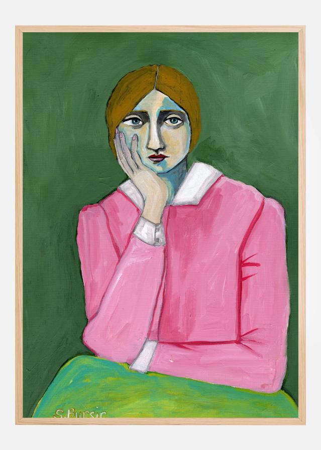 Vintage Lady in pink Poster