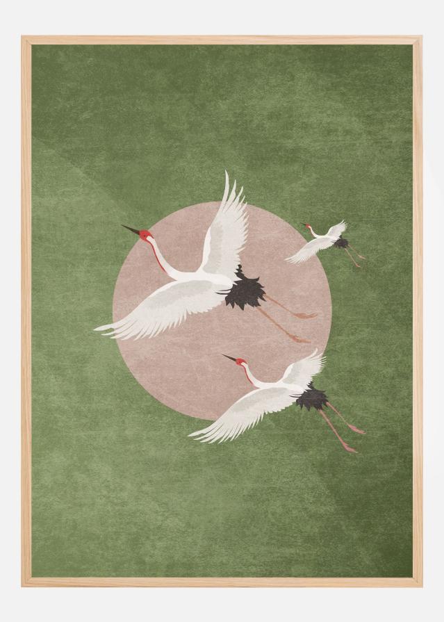 Cranes in Flight Poster