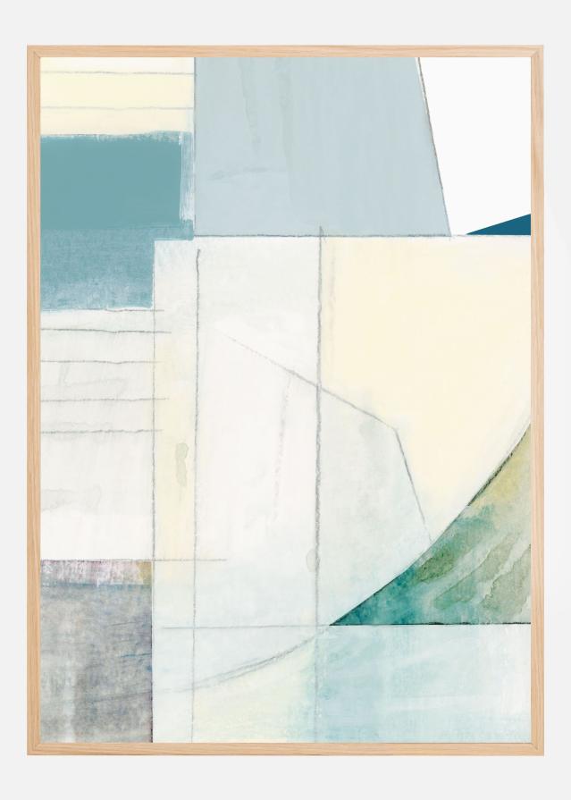 Abstract Blue and White Shapes Poster