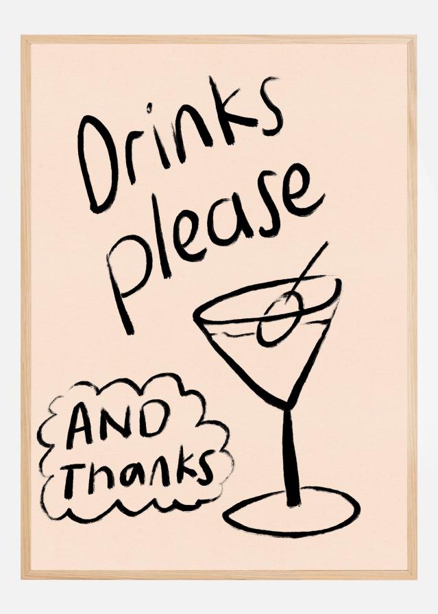 Drinks Please Cocktail Typography Poster