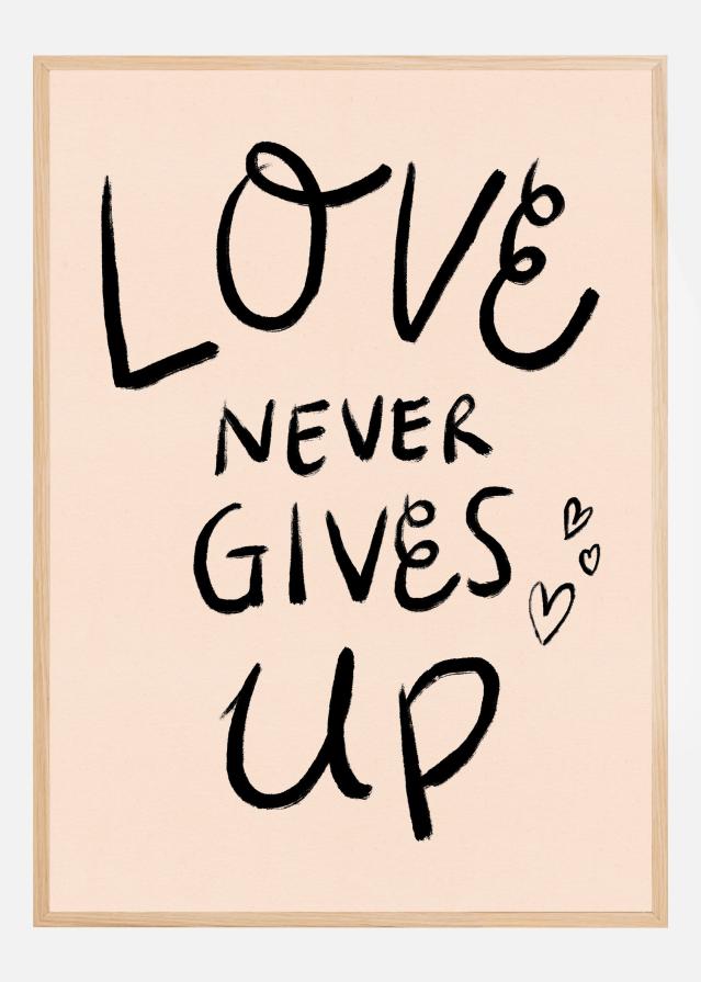 Love Never Gives Up Typography Poster