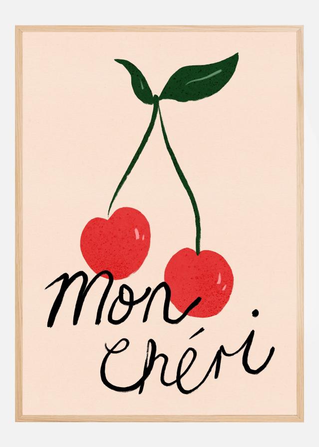 Mon Cheri Cherry Typography Poster