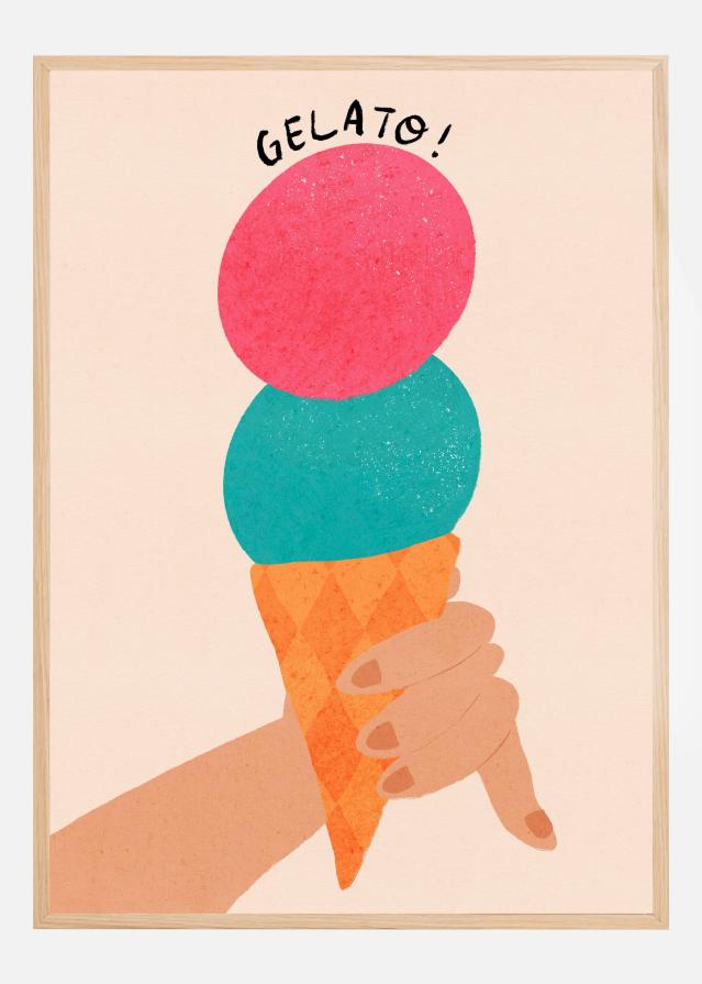 Gelato Strawberry and Bubblegum Italy Ice Cream Typography Poster