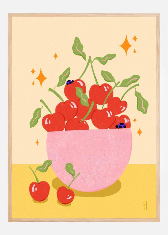 Cherry Bowl Retro Kitchen Poster