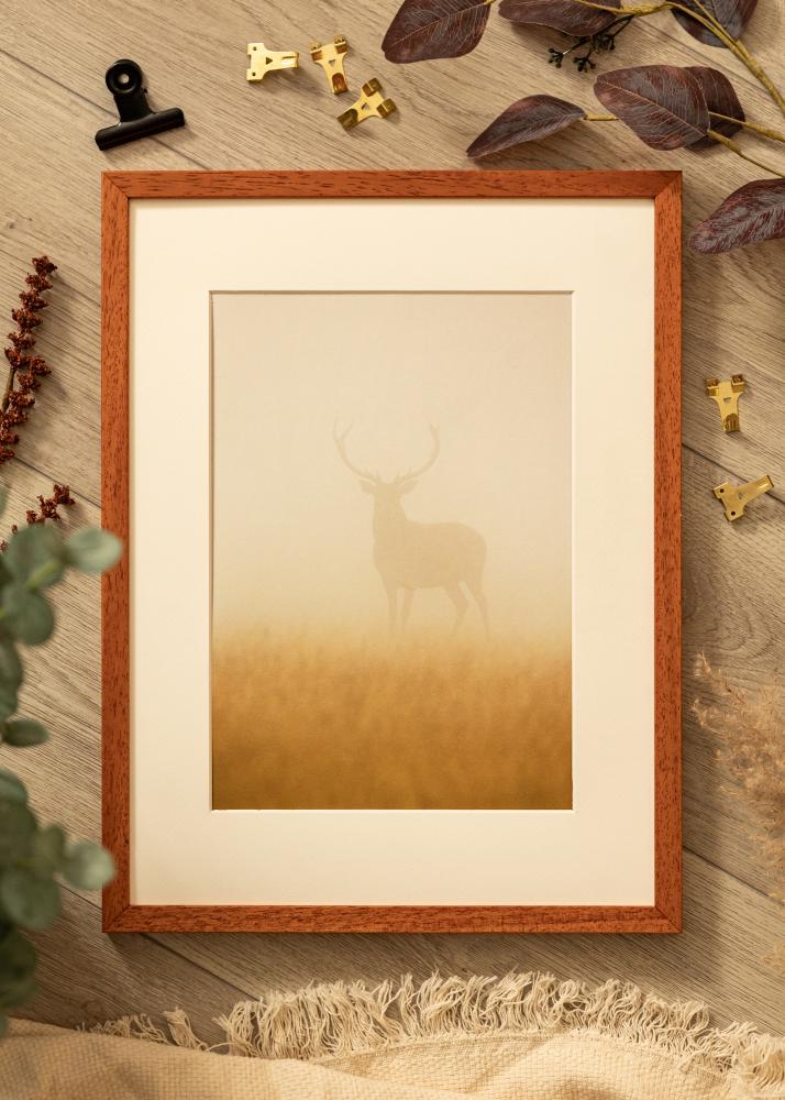 Cornice Ares Ciliegia 50x70 cm - passe-partout Bianco 16x23 inches