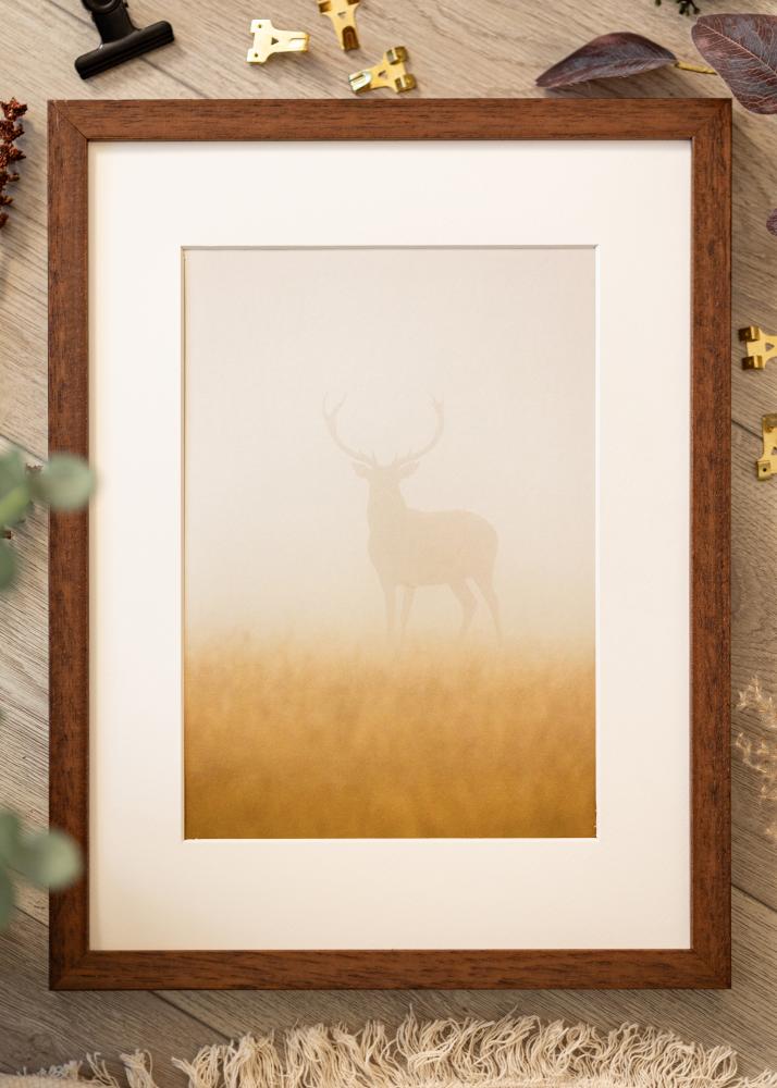 Cornice Hermes Teak 40x50 cm - passe-partout Bianco 28x35 cm