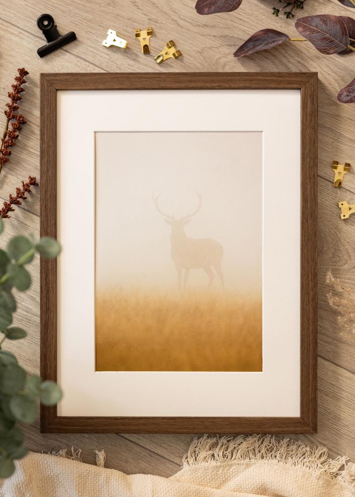 Cornice Hermes Noce 70x90 cm - passe-partout Bianco 55x70 cm