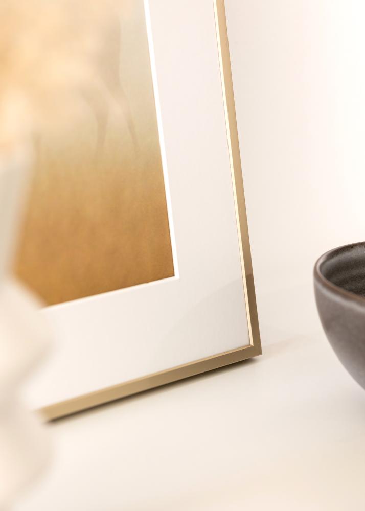 Cornice Alluminio Ottone 30x40 cm - passe-partout Bianco 21x29,7 cm