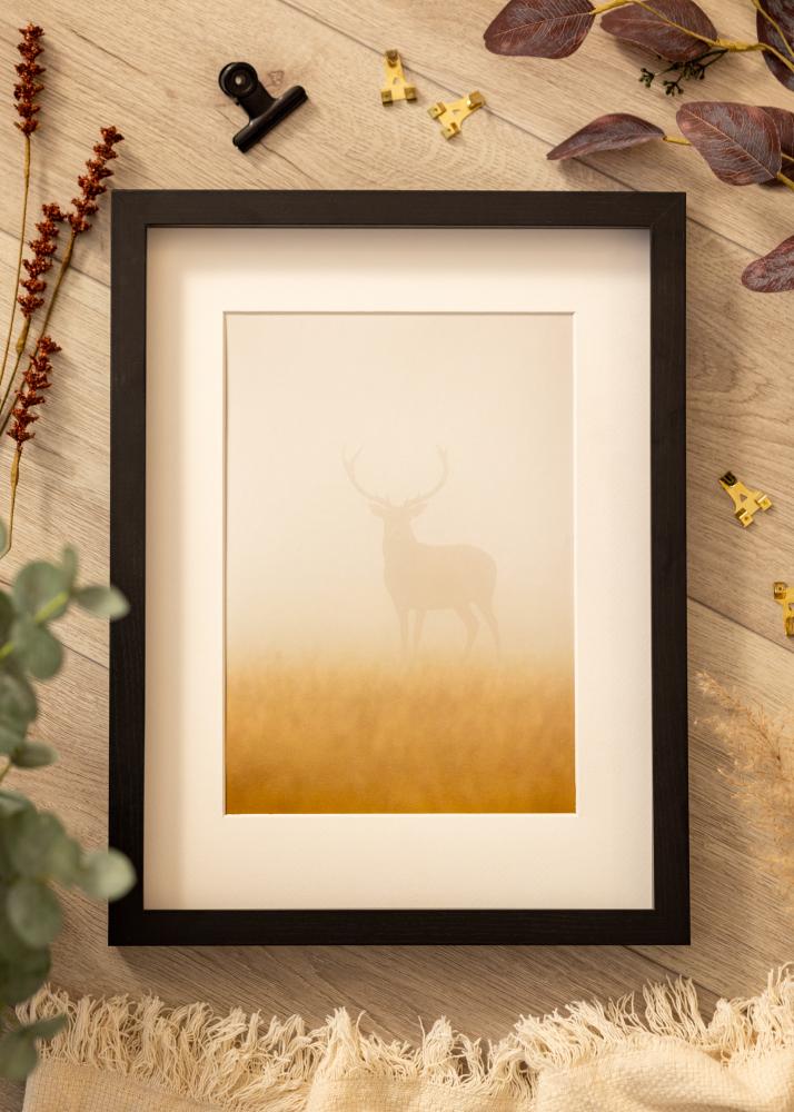 BGA Telaio a scatola Nero 40x50 cm - passe-partout Bianco 29,7x42 cm