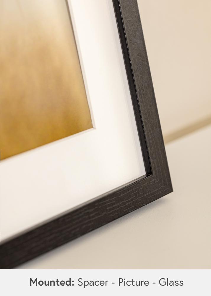 BGA Telaio a scatola Nero 40x50 cm - passe-partout Bianco 29,7x42 cm