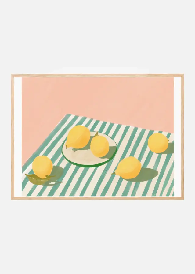 Lemons and stripes Poster