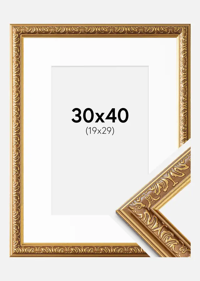 Cornice Swirl Oro 30x40 cm - passe-partout Bianco 20x30 cm