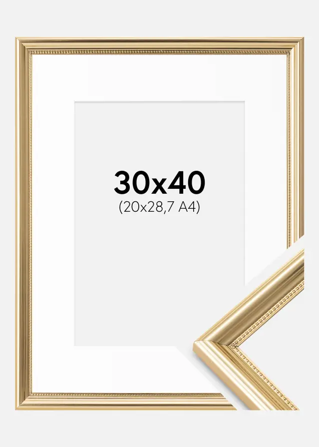 Cornice Gala Oro 30x40 cm - Passe-partout Bianco 21x29,7 cm (A4)