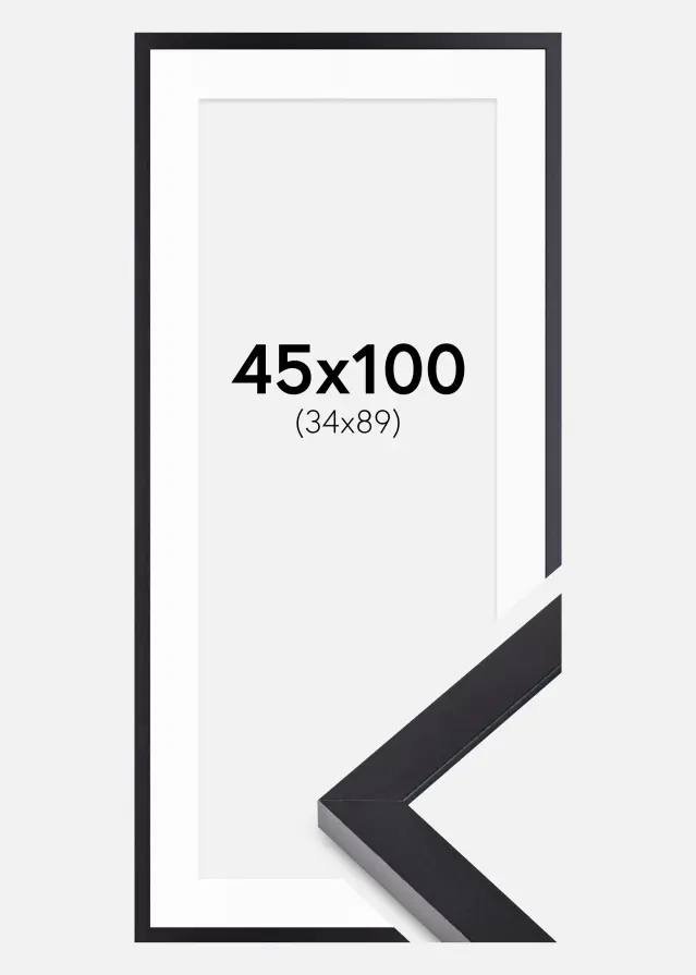 Cornice Selection Nero 45x100 cm - passe-partout Bianco 35x90 cm