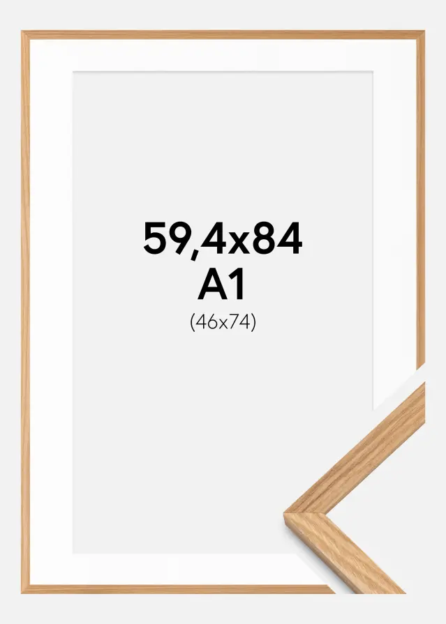 Cornice Massiv quercia 59,4x84 cm - passe-partout Bianco 47x75 cm