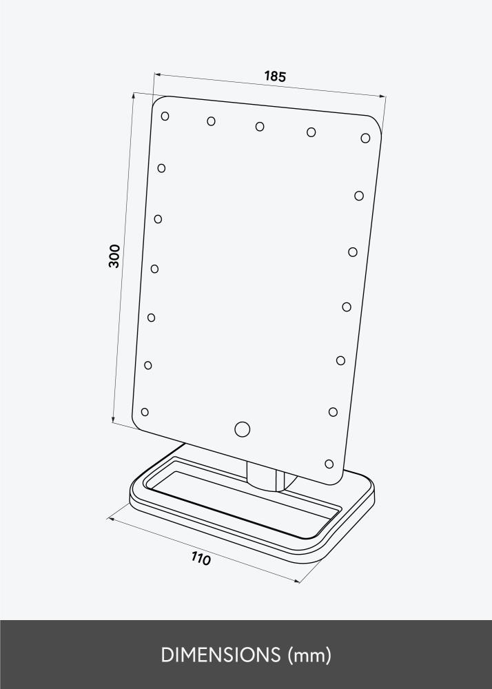 KAILA Specchio per trucco Foot Nero 18x30 cm